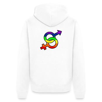 Logo hétéro de genre avec arc-en-ciel - Veste à capuche bio Premium Unisexe - blanc - Dos - Thijin (182cm)