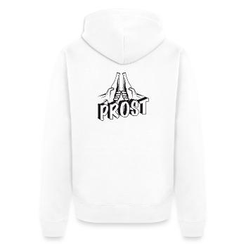 deux bouteilles de bière dans vos mains Pour porter un toast Cheers - Veste à capuche bio Premium Unisexe - blanc - Dos - Thijin (182cm)