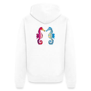 two enchanting seahorses united in love - Unisex Premium Organic Zip Hoodie - white - Back - Thijin (182cm)