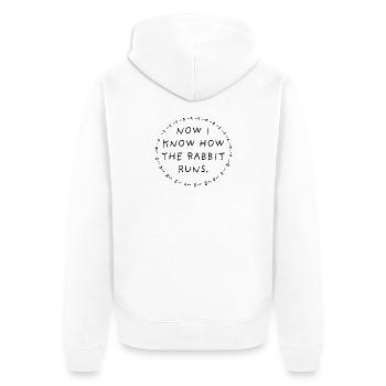 Now I know how the rabbit runs. - Unisex Premium Bio Zip Hoodie - Weiß - Hinten - Thijin (182cm)