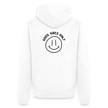 Good Vibes Only - Gute Laune T Shirt - Unisex Premium Bio Zip Hoodie - Weiß - Hinten - Thijin (182cm)