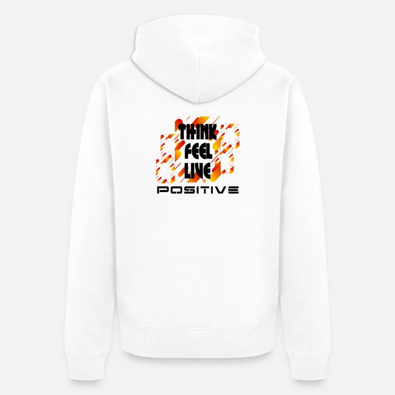 think feel live positive v4 - Veste à capuche bio Premium Unisexe - blanc