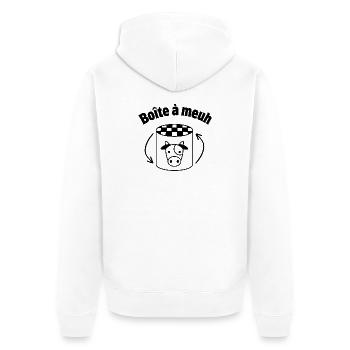 vache, jouet, boîte à vache, boîte à meuh - Veste à capuche bio Premium Unisexe - blanc - Dos - Thijin (182cm)