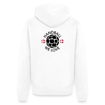 we love handball dänemark EM WM Handballer Symbol - Unisex Premium Bio Zip Hoodie - Weiß - Hinten - Thijin (182cm)