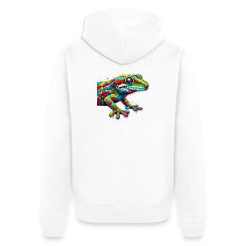 Gecko - Unisex Premium Organic Zip Hoodie - white - Back - Thijin (182cm)