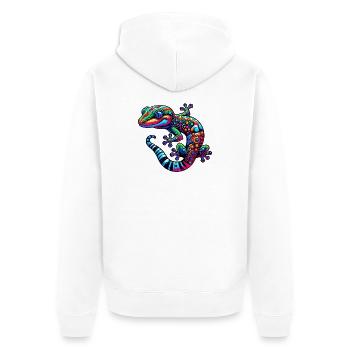 Gecko - Unisex Premium Bio Zip Hoodie - Weiß - Hinten - Thijin (182cm)
