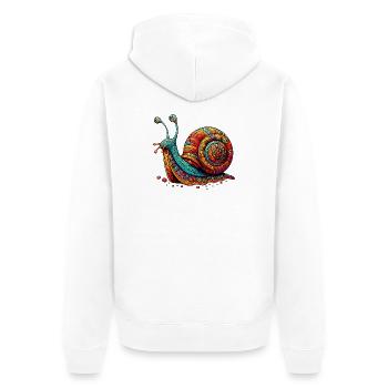 Schnecke - Unisex Premium Bio Zip Hoodie - Weiß - Hinten - Thijin (182cm)