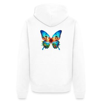 Butterfly - Unisex Premium Organic Zip Hoodie - white - Back - Thijin (182cm)