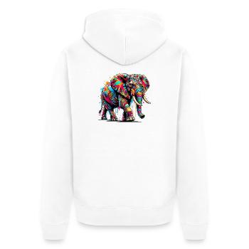 Elefant - Unisex Premium Bio Zip Hoodie - Weiß - Hinten - Thijin (182cm)