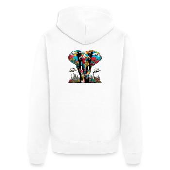 Elephant in a cityscape of metropolis city - Unisex Premium Organic Zip Hoodie - white - Back - Thijin (182cm)