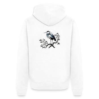 Héron blanc gris Japon Japon - Veste à capuche bio Premium Unisexe - blanc - Dos - Thijin (182cm)