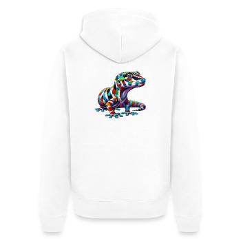 Gecko - Unisex Premium Bio Zip Hoodie - Weiß - Hinten - Thijin (182cm)