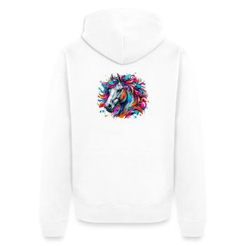 Pferd - Unisex Premium Bio Zip Hoodie - Weiß - Hinten - Thijin (182cm)