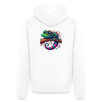 Gecko - Unisex Premium Organic Zip Hoodie - white - Back - Thijin (182cm)