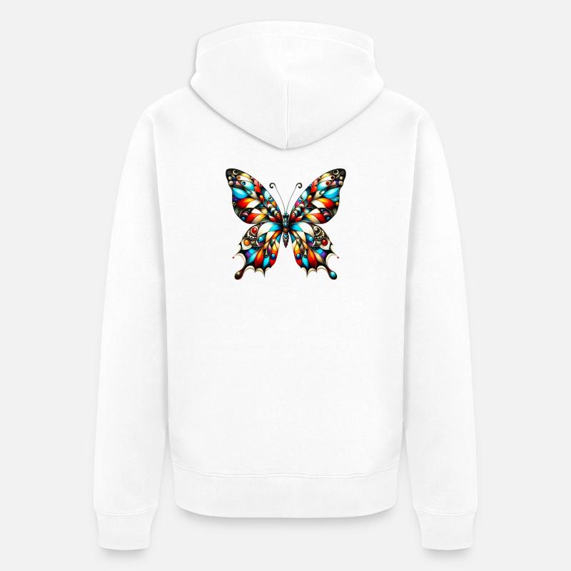 Papillon - Veste à capuche bio Premium Unisexe - blanc