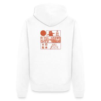 Visit Osaka Castle - Unisex Premium Organic Zip Hoodie - white - Back - Thijin (182cm)