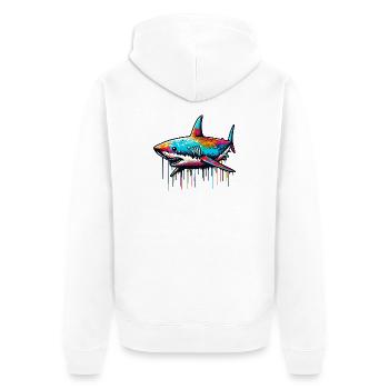 Shark - Unisex Premium Organic Zip Hoodie - white - Back - Thijin (182cm)