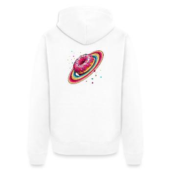 Ein Donut mit bunten Streuseln als Planet Saturn - Unisex Premium Bio Zip Hoodie - Weiß - Hinten - Thijin (182cm)