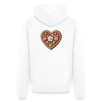 Lebkuchenherz: Süße Tradition und Liebe vereint - Unisex Premium Bio Zip Hoodie - Weiß - Hinten - Thijin (182cm)