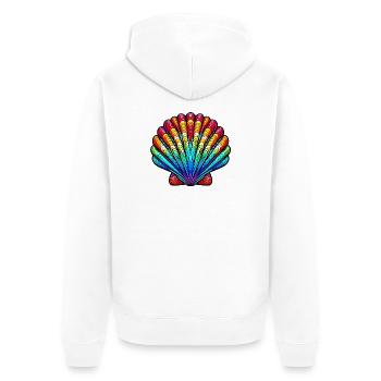 Muschel - Unisex Premium Bio Zip Hoodie - Weiß - Hinten - Thijin (182cm)