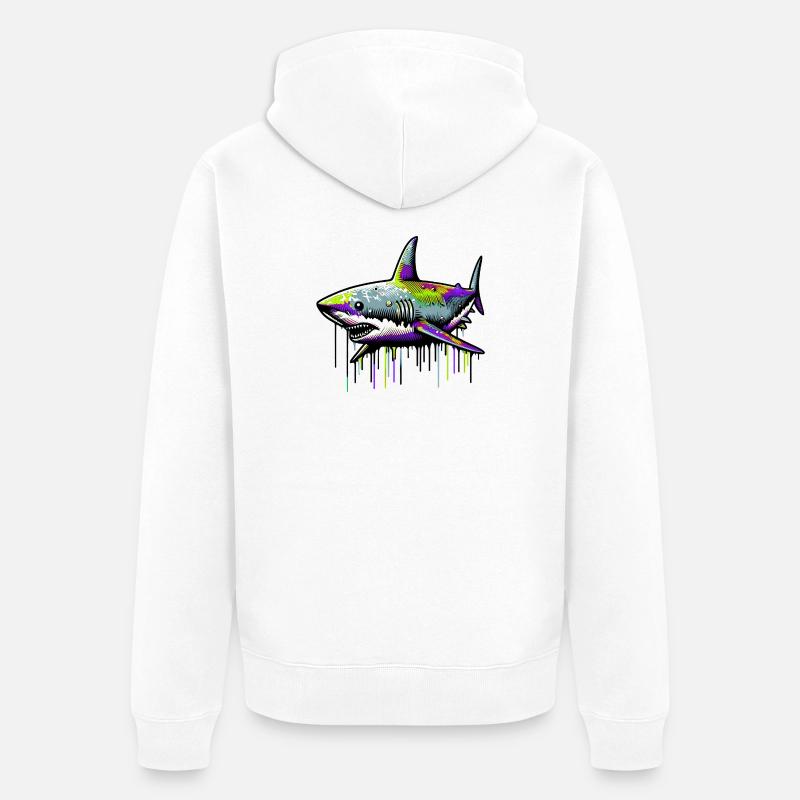 Requin - Veste à capuche bio Premium Unisexe - blanc