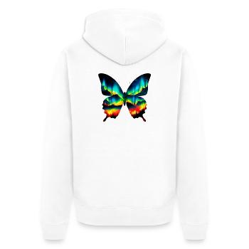 Schmetterling - Unisex Premium Bio Zip Hoodie - Weiß - Hinten - Thijin (182cm)