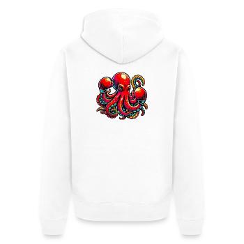 Krake - Unisex Premium Bio Zip Hoodie - Weiß - Hinten - Thijin (182cm)