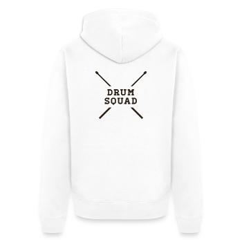 TROMMELTRUPP - Unisex Premium Bio Zip Hoodie - Weiß - Hinten - Thijin (182cm)
