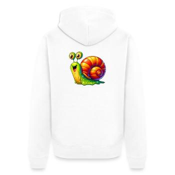 Schnecke - Unisex Premium Bio Zip Hoodie - Weiß - Hinten - Thijin (182cm)