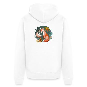 Fox with tropical flowers and fruits - Unisex Premium Organic Zip Hoodie - white - Back - Thijin (182cm)