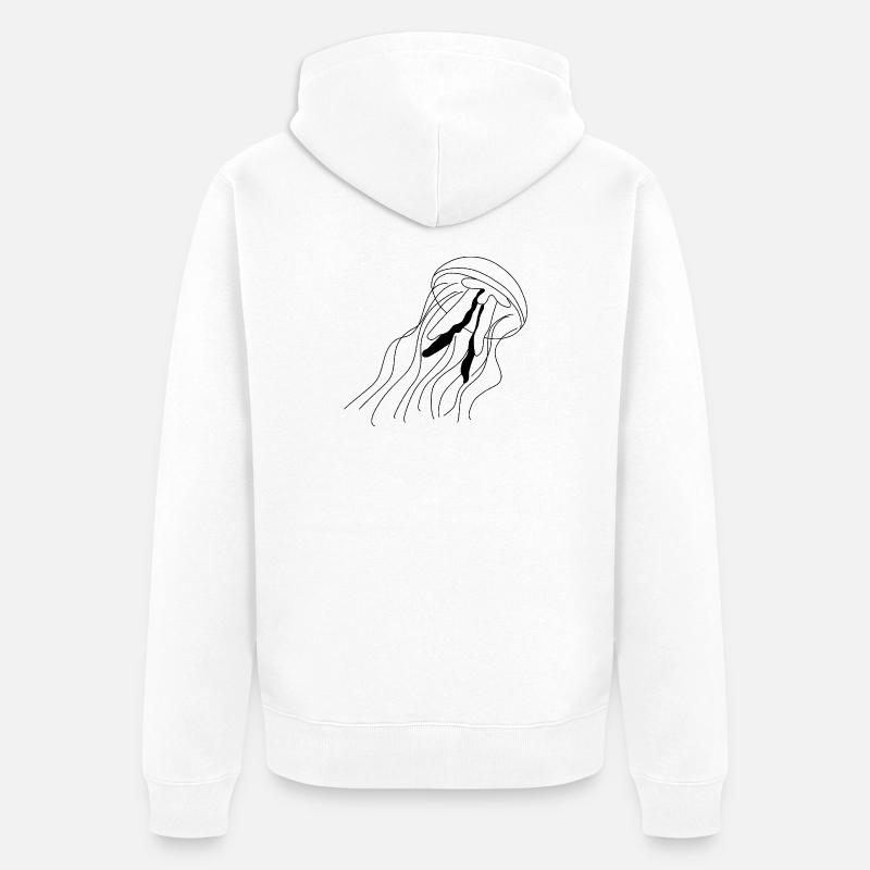 Méduse - graphique en noir et blanc - Veste à capuche bio Premium Unisexe - blanc