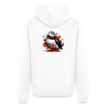 Papageitaucher - Unisex Premium Bio Zip Hoodie - Weiß - Hinten - Thijin (182cm)