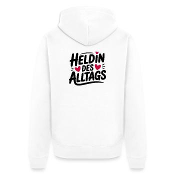 Heldin des Alltags Design - Unisex Premium Bio Zip Hoodie - Weiß - Hinten - Thijin (182cm)