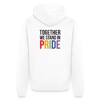 LGBTQ Pride Month - Together We Stand in Pride - Unisex Premium Organic Zip Hoodie - white - Back - Thijin (182cm)