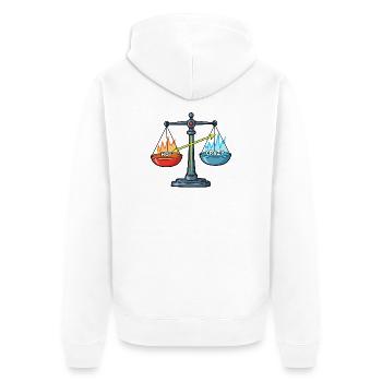 Hot vs. Crazy – Eine Frage der Balance ! - Unisex Premium Bio Zip Hoodie - Weiß - Hinten - Thijin (182cm)