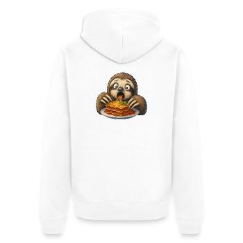 Faultier Lasagne Italienisches Essen Überraschung - Unisex Premium Bio Zip Hoodie - Weiß - Hinten - Thijin (182cm)