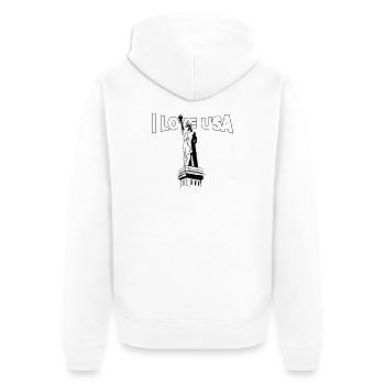 I love USA mit Freiheitsstatue (Vector graphic) - Unisex Premium Bio Zip Hoodie - Weiß - Hinten - Thijin (182cm)