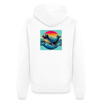 seal - Unisex Premium Organic Zip Hoodie - white - Back - Thijin (182cm)