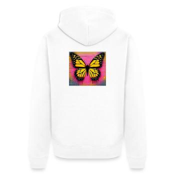 Schmetterling - Unisex Premium Bio Zip Hoodie - Weiß - Hinten - Thijin (182cm)