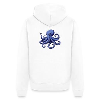 Sea Flavor Octopus Design - Unisex Premium Organic Zip Hoodie - white - Back - Thijin (182cm)