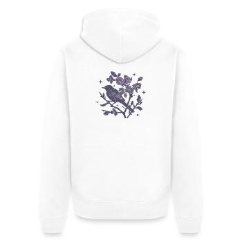 Nocturnal Floral Bird on Branch - Unisex Premium Organic Zip Hoodie - white - Back - Thijin (182cm)