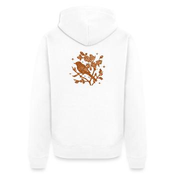Silhouette Vogel und Herbstblumen - Unisex Premium Bio Zip Hoodie - Weiß - Hinten - Thijin (182cm)