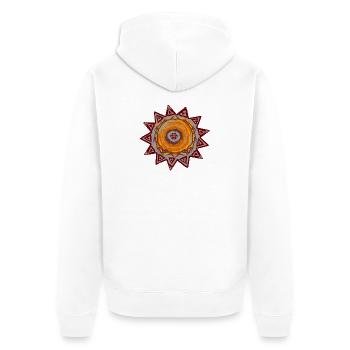 Tattoo-inspirierter Löwenstern-Print Mandala - Unisex Premium Bio Zip Hoodie - Weiß - Hinten - Thijin (182cm)