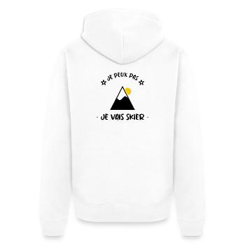 JE PEUX PAS. SKI. MONTAGNE. RAQUETTE. SNOW. SNOW - Veste à capuche bio Premium Unisexe - blanc - Dos - Thijin (182cm)