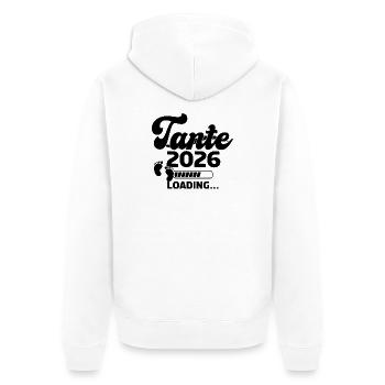 Tante 2026 Loading - Unisex Premium Bio Zip Hoodie - Weiß - Hinten - Thijin (182cm)