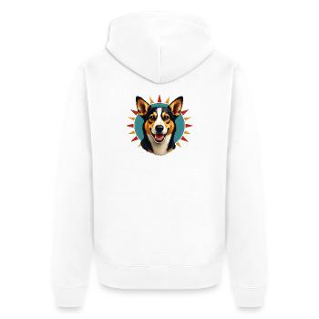 Corgi Radiant Sun - Unisex Premium Organic Zip Hoodie - white - Back - Thijin (182cm)