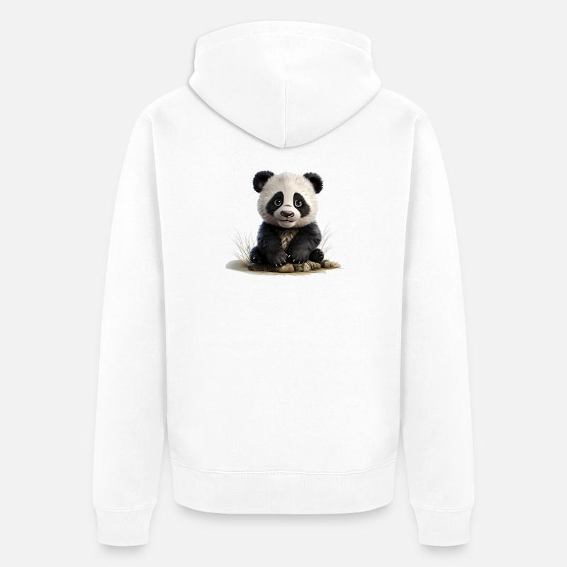 Bébé panda à la pierre - Veste à capuche bio Premium Unisexe - blanc