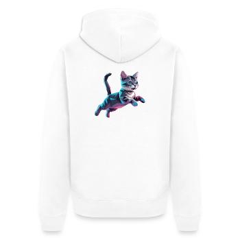 Kätzchen - Cooles Low-Poly-Logo - Unisex Premium Bio Zip Hoodie - Weiß - Hinten - Thijin (182cm)