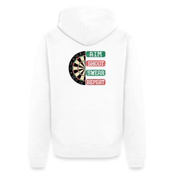 Aim Shoot Wear Repeat Dartboard Style - Unisex Premium Bio Zip Hoodie - Weiß - Hinten - Thijin (182cm)