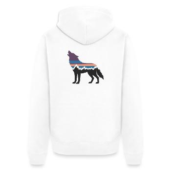 Wolf Dog Mountain Landscape Forest Hiking Silhouette - Unisex Premium Organic Zip Hoodie - white - Back - Thijin (182cm)